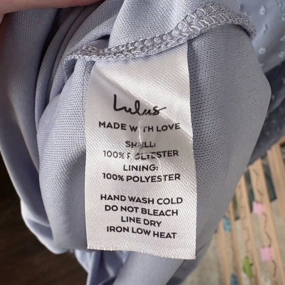 Lulus Light Blue Swiss Dot Long Sleeve Tie-Front Mini Dress size M - Picture 5 of 9